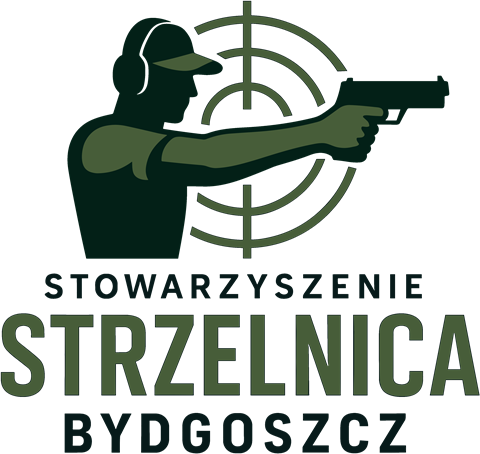 Logo Stowarzyszenia Strzelnica Bydgoszcz z sylwetką strzelca na tle tarczy